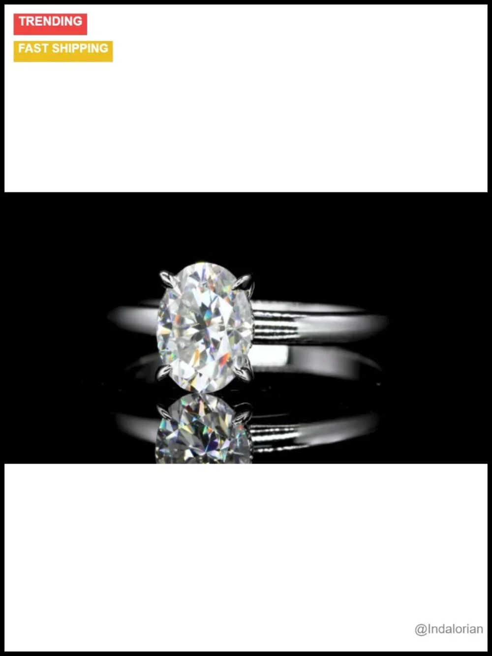 1.5CT Oval Moissanite Engagement Ring 925 Sterling Silver VVS1 D Color